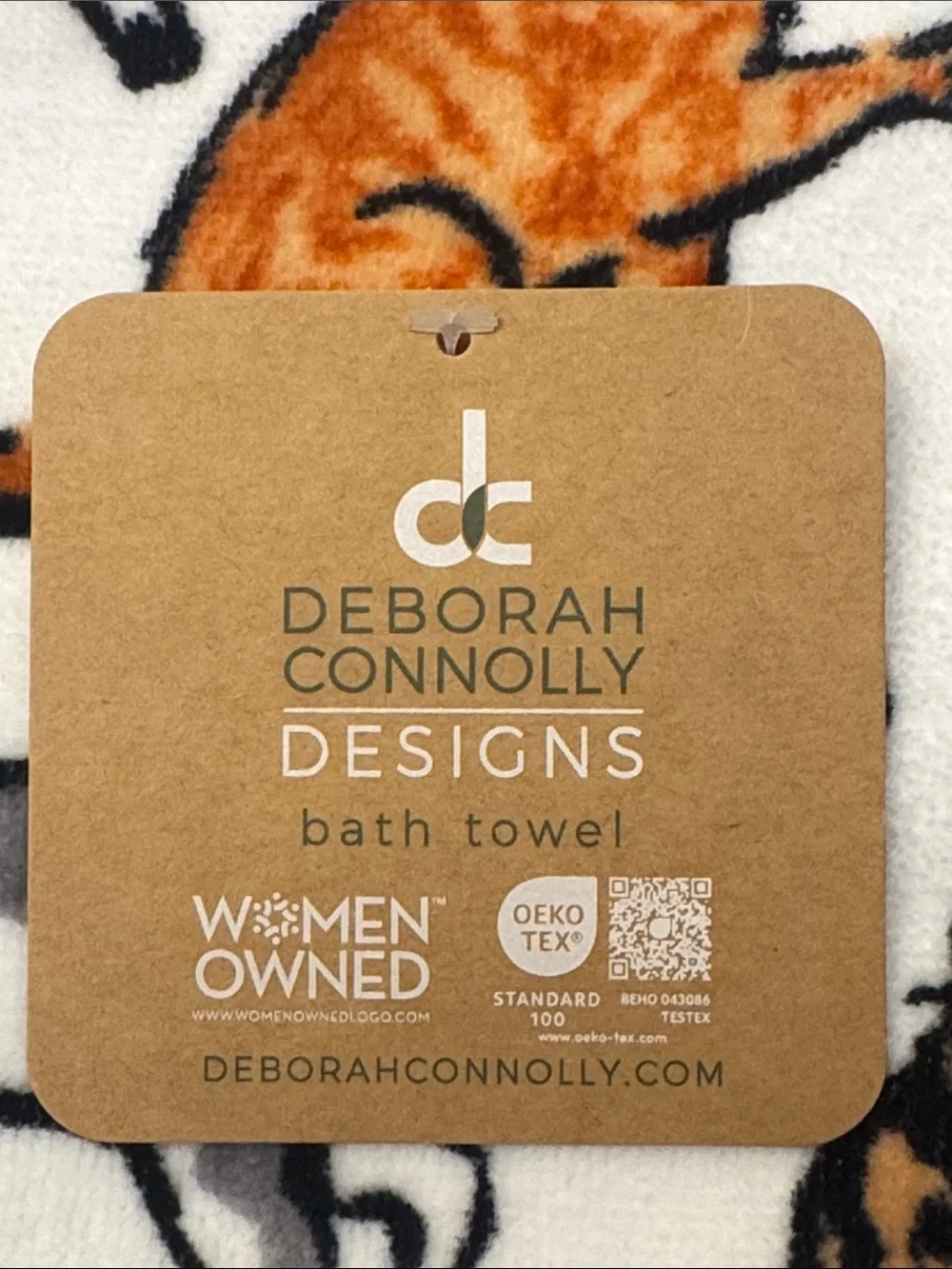10pc DEBORAH CONNOLLY Cat Print Bath Towel Set - White/Black